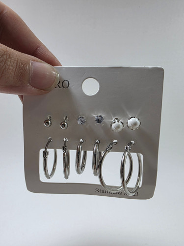 پک گوشواره استیل نقره ایی