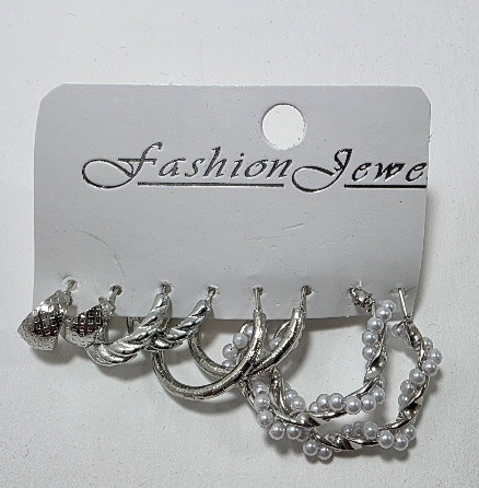 پک کامل گوشواره استیل نقره ایی