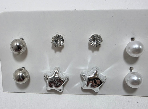 پک کامل گوشواره استیل نقره ایی ستاره 🌟