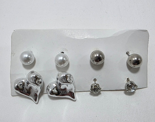 پک کامل گوشواره استیل نقره ایی قلب ❤️