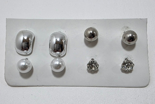 پک کامل گوشواره استیل نقره ایی